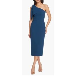 Dress the Population Tiffany One-Shoulder Midi Dress Peacock Blue Size XXS NWT